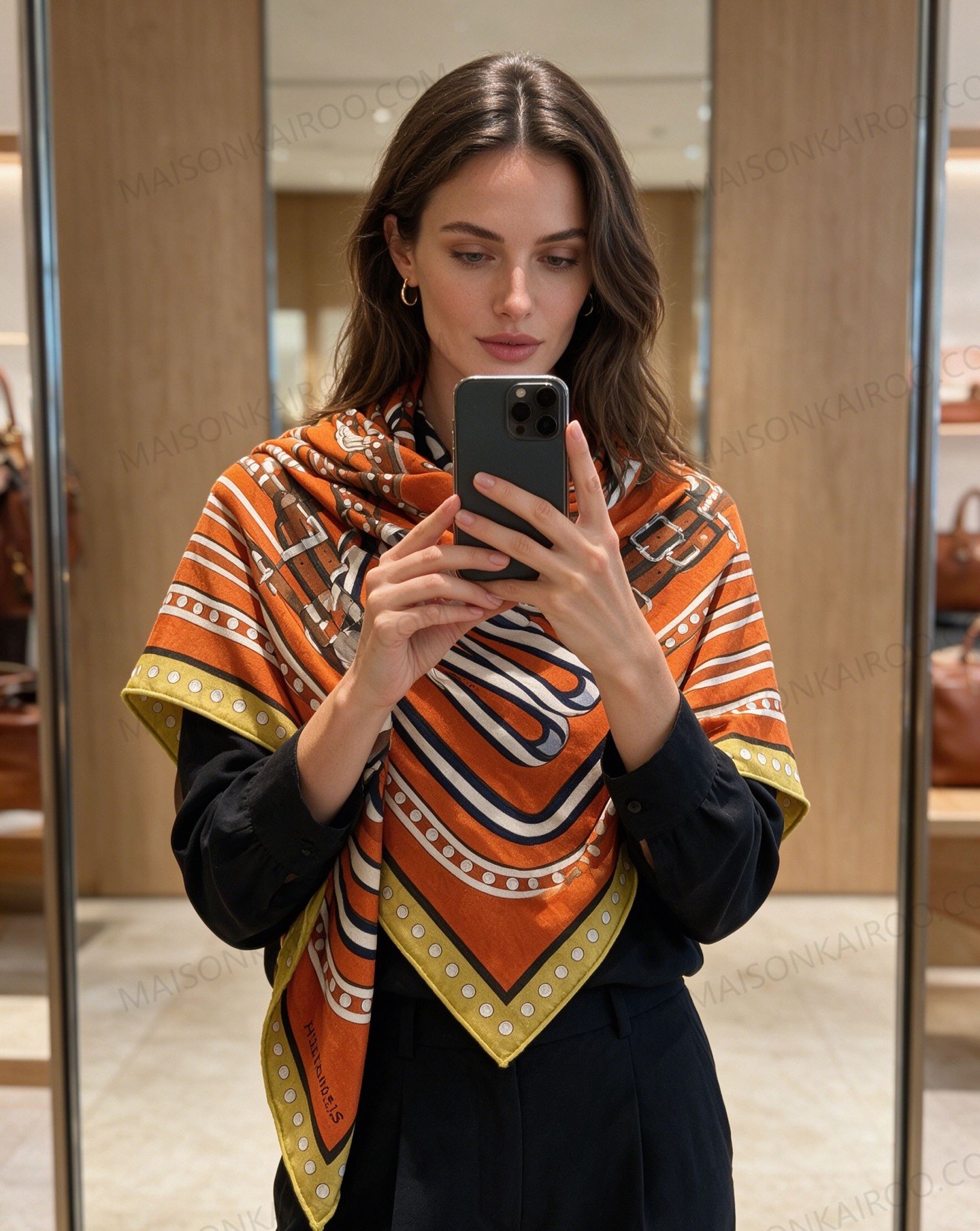 Hermes Equestrian Bridle 140 Silk‑Cashmere Shawl Scarf - KAIROO