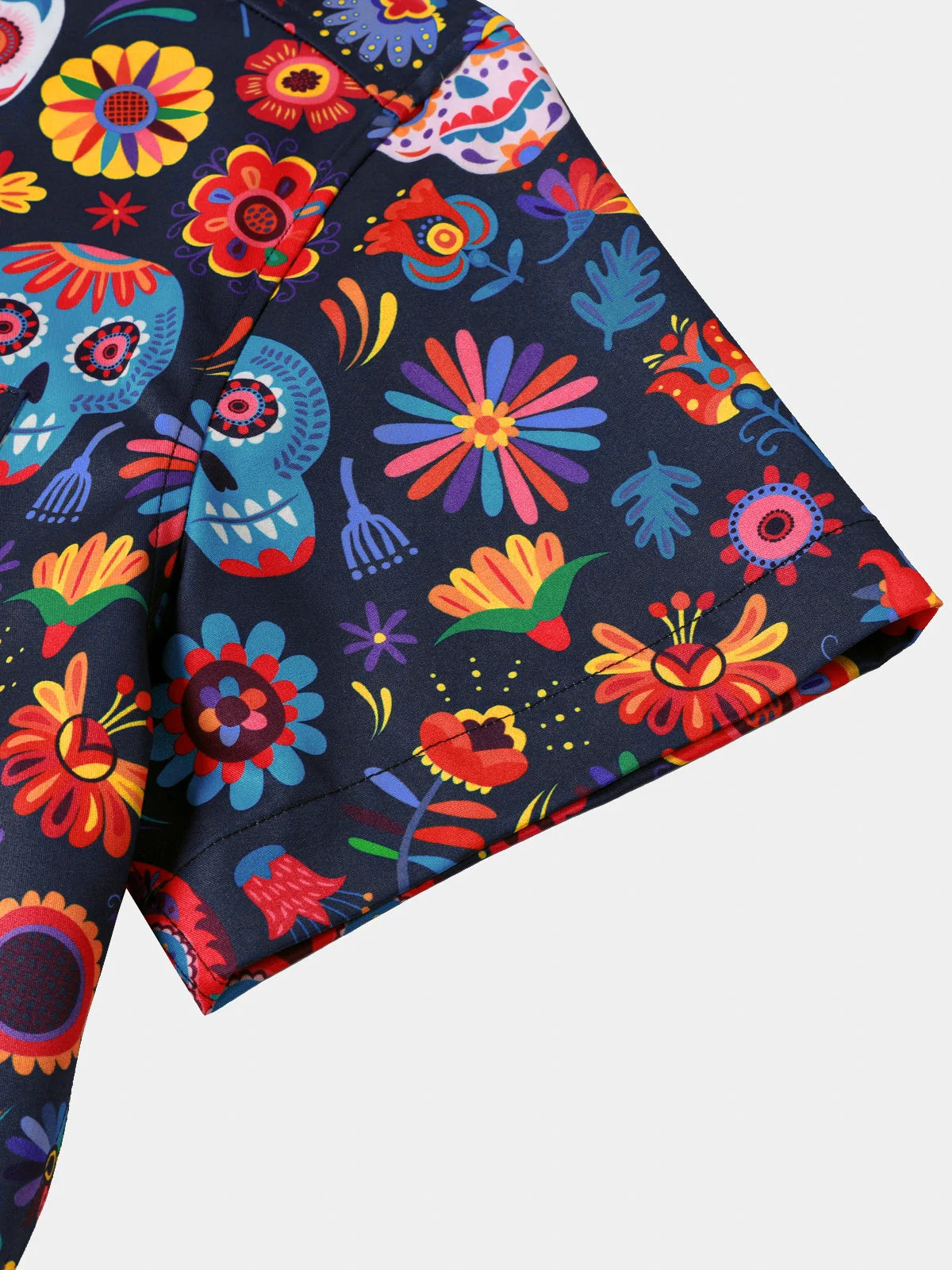 Men's Retro Blue Skull Punk Rock Hawaiian Shirt