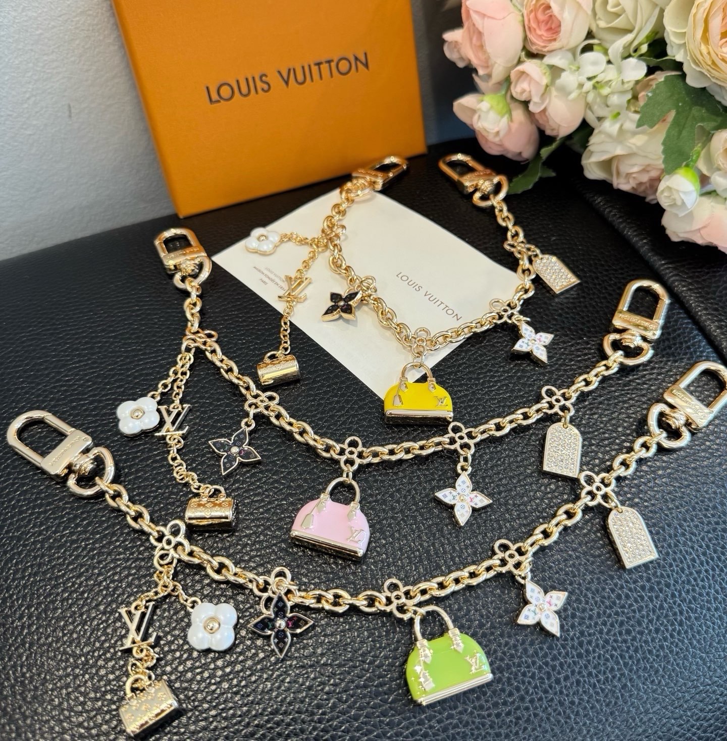 Louis Vuitton LV Multi-Motif Long Chain Mini Alma Keychain & Bag Charm - KAIROO