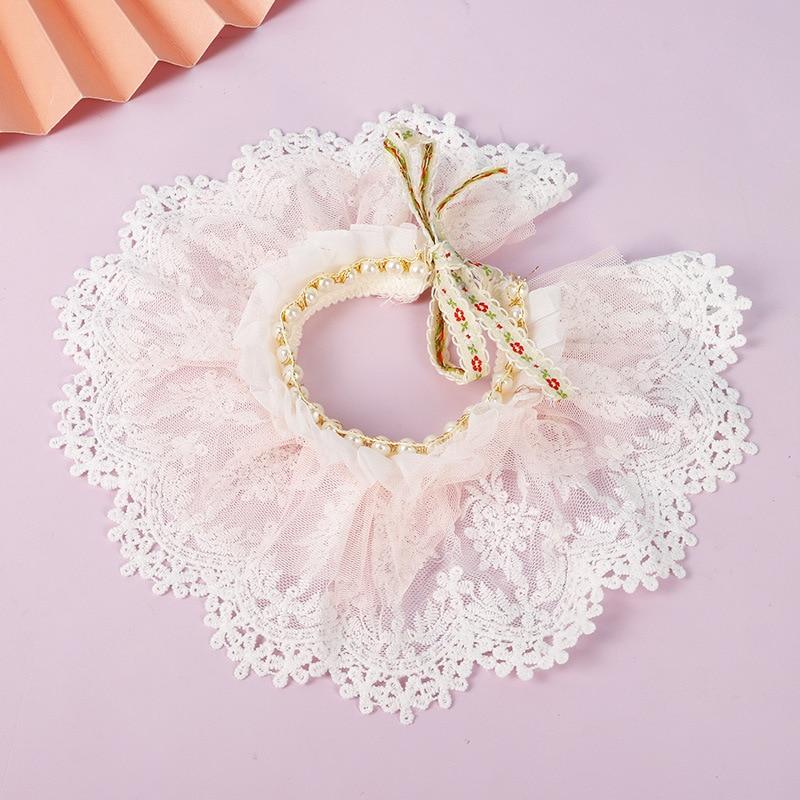Cat Pearl Double Lace Scarf Festival Decoration Small Fresh Cat Small Dog Dog Pet Saliva Towel Pet Accessories Cat Collar