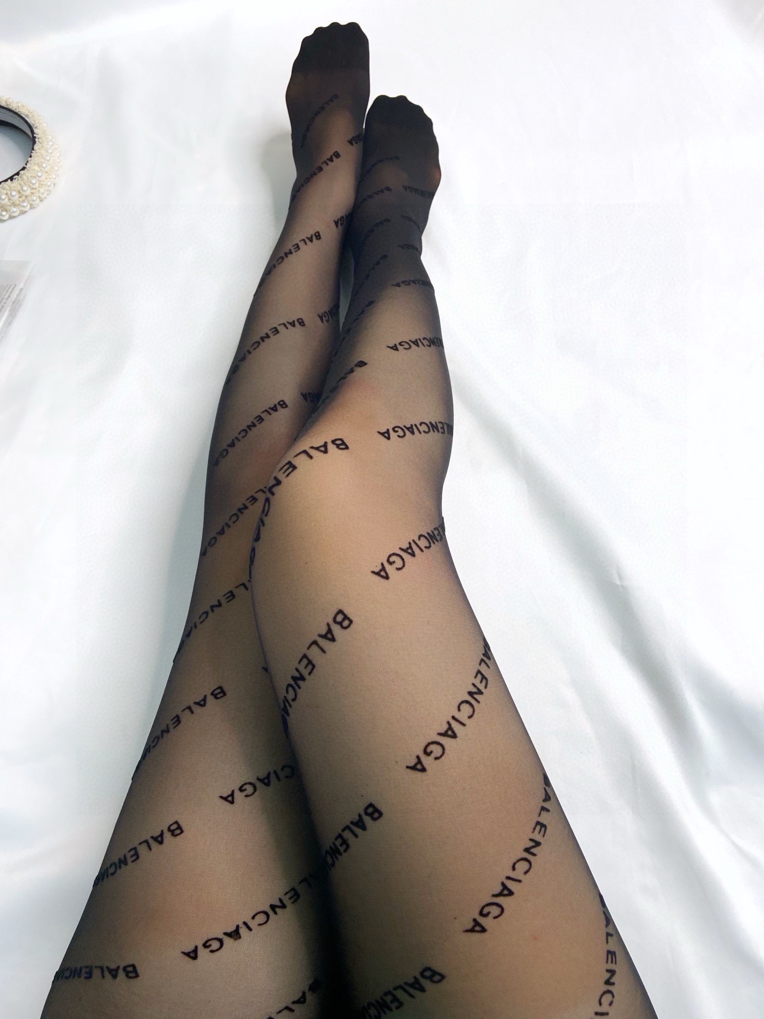 Balenciaga Diagonal Logo Sheer Stockings - KAIROO