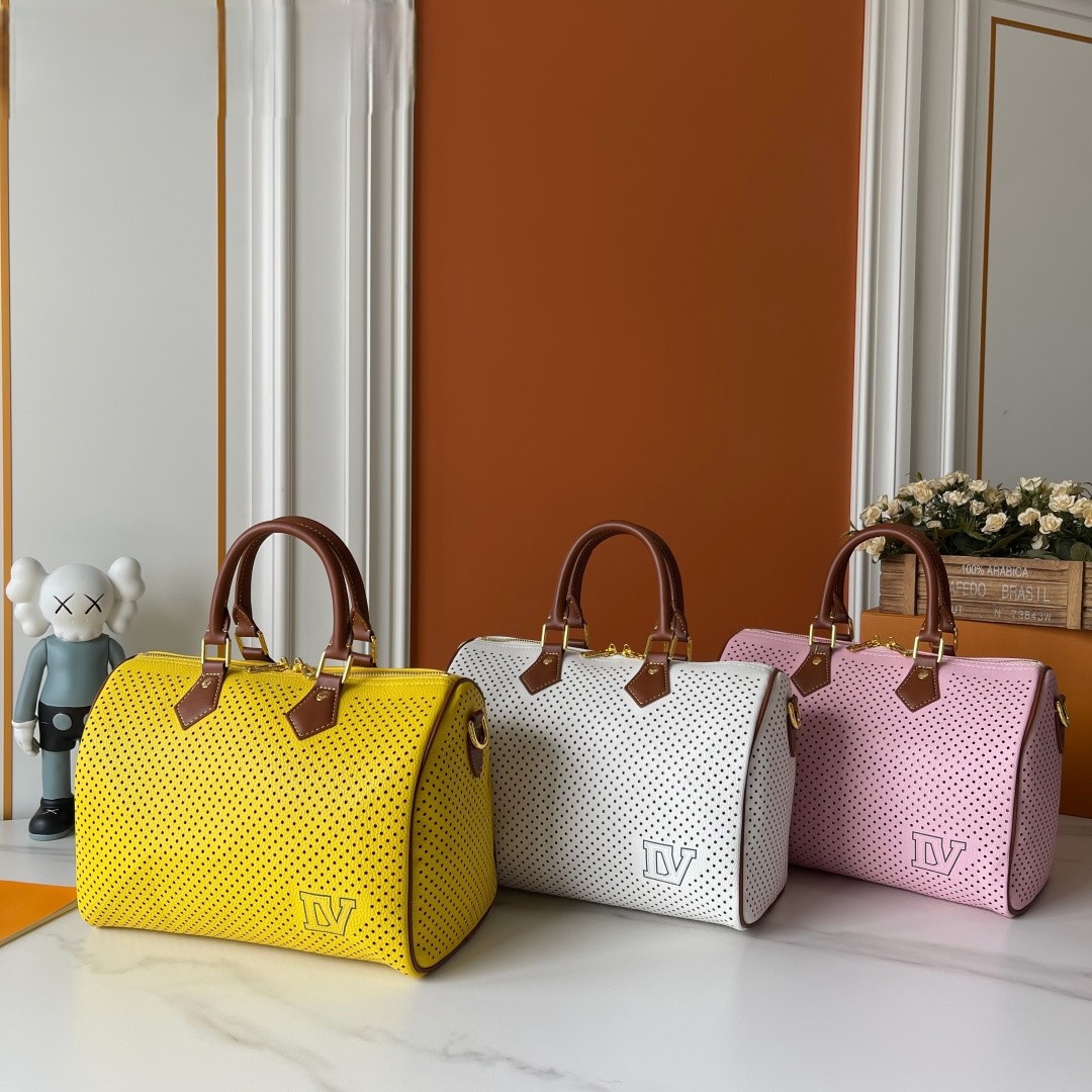Louis Vuitton LV Speedy 30 All-over Micro Round Perforated Boston Top Handle Bag - KAIROO