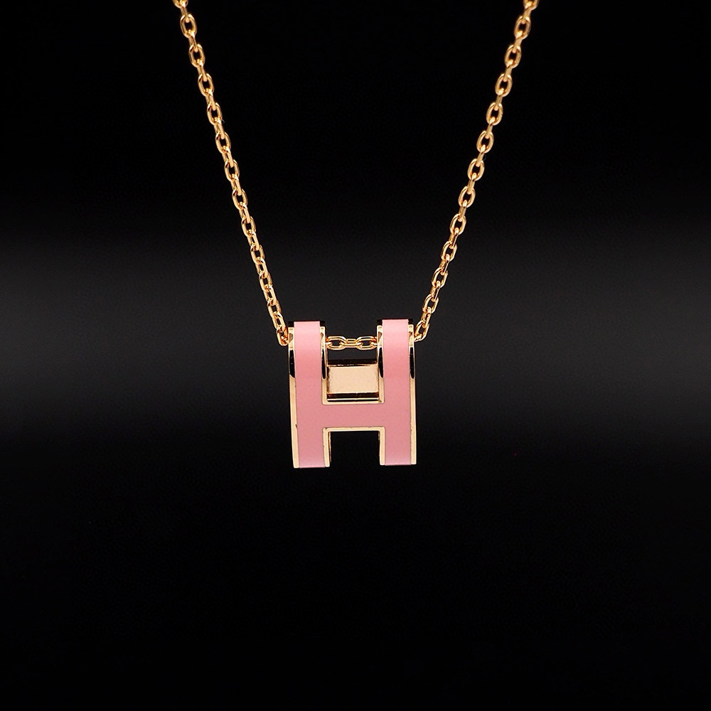 Hermes Pink Mini Pop H Pedant Necklace
