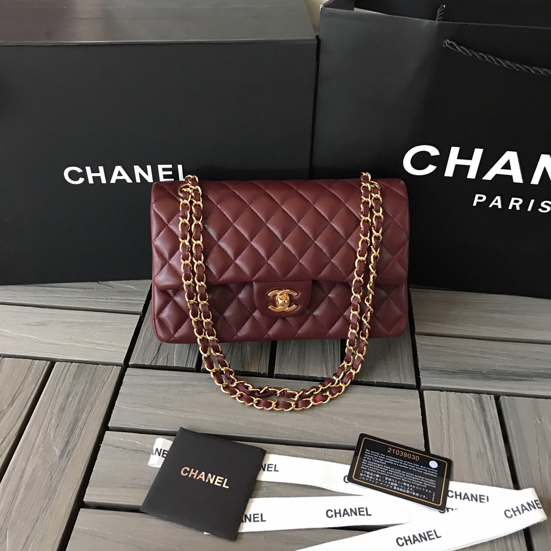 Chanel Classic 11.12 Handbag in Burgundy Lambskin