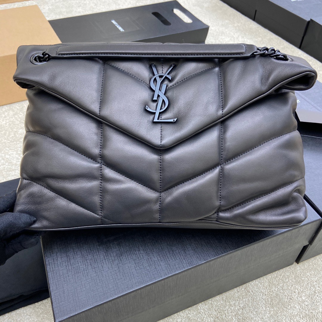 Saint Black Lambskin Medium Puffer Bag 577475