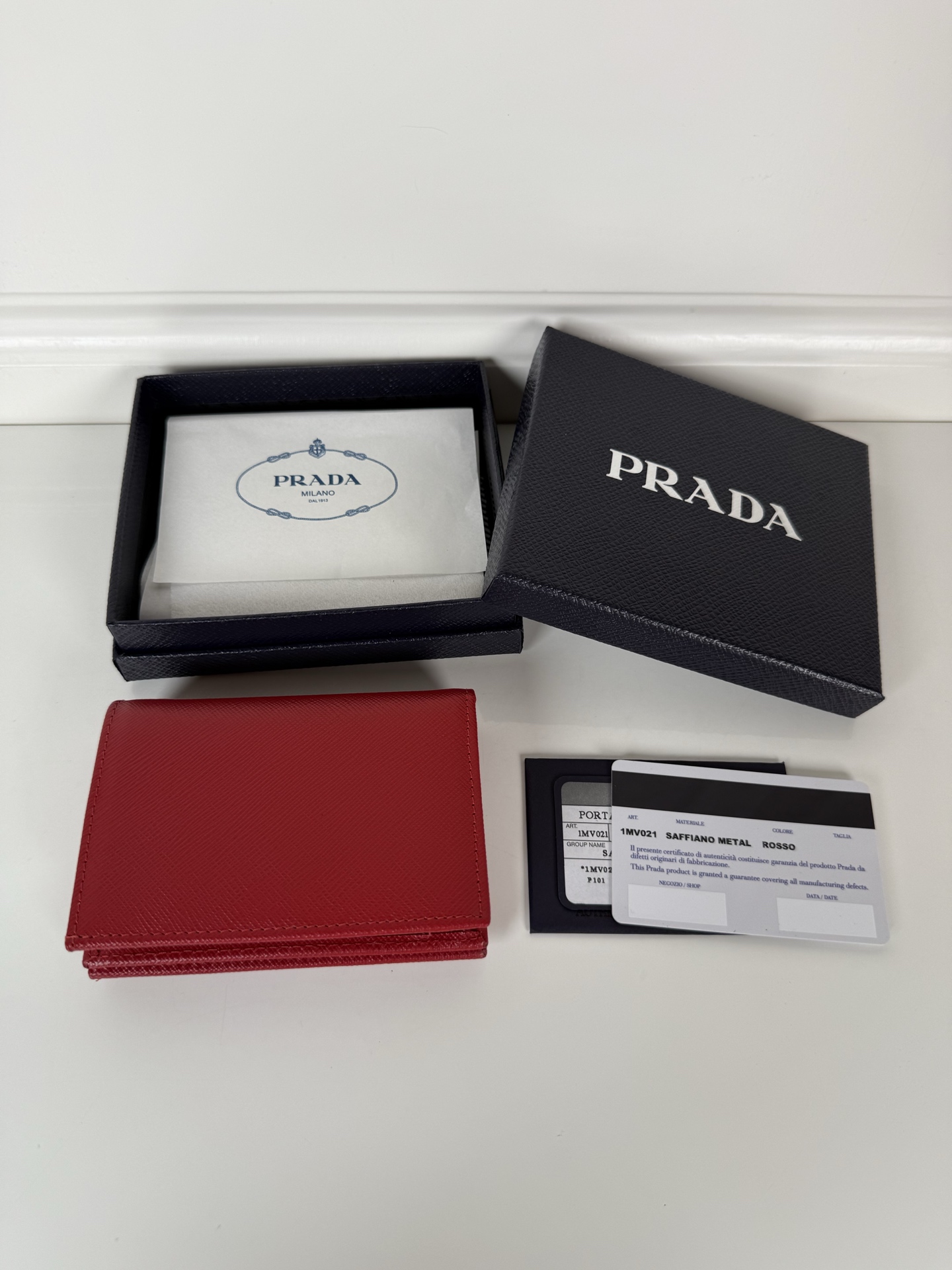 Prada Saffiano Small Wallet-Red