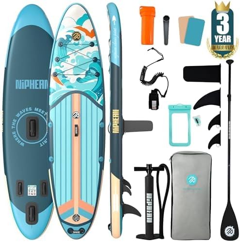 Niphean Inflatable Stand Up Paddle Board with SUP Accessories, Anti-Slip EVA Deck, 10’6’’ Inflatable Paddle Boards for Adults & Youth of All Skill Levels