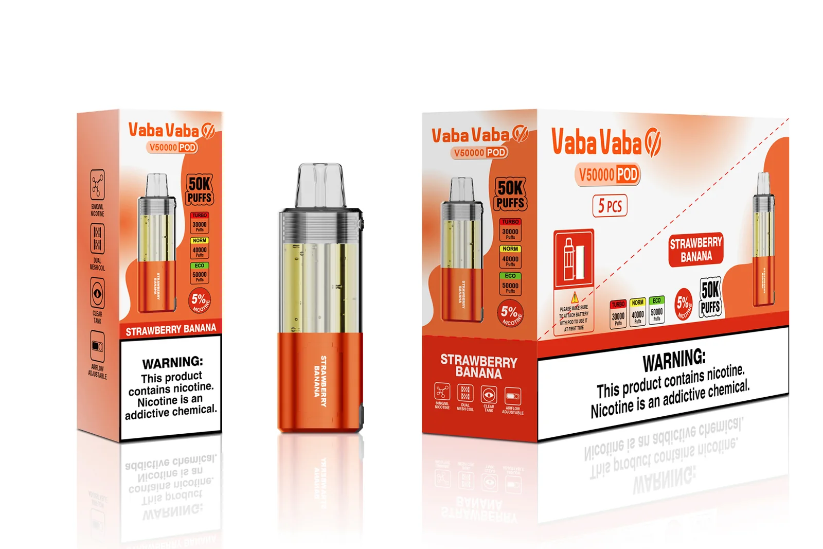 Vaba Vaba V50K replacement pod - Strawberry Banana packaging