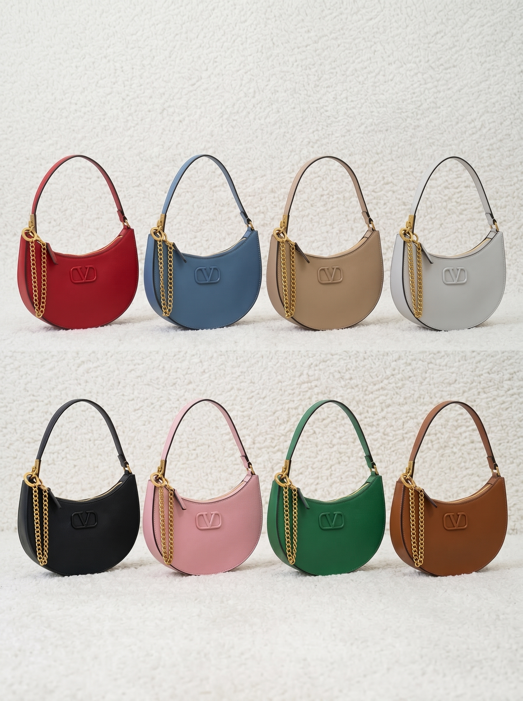 Valentino Garavani VLogo Moon Stamped Leather 3D VLogo Mini Moon Hobo Shoulder Bag - KAIROO