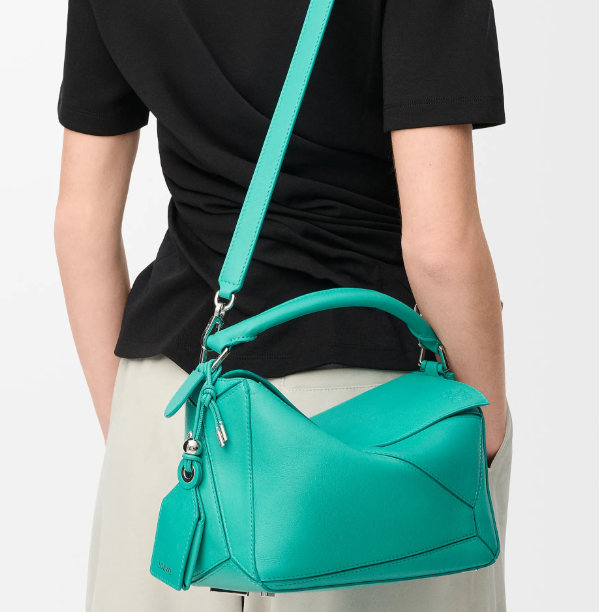 Loewe Small Featherlight Puzzle bag in nappa lambskin-Aquamarine
