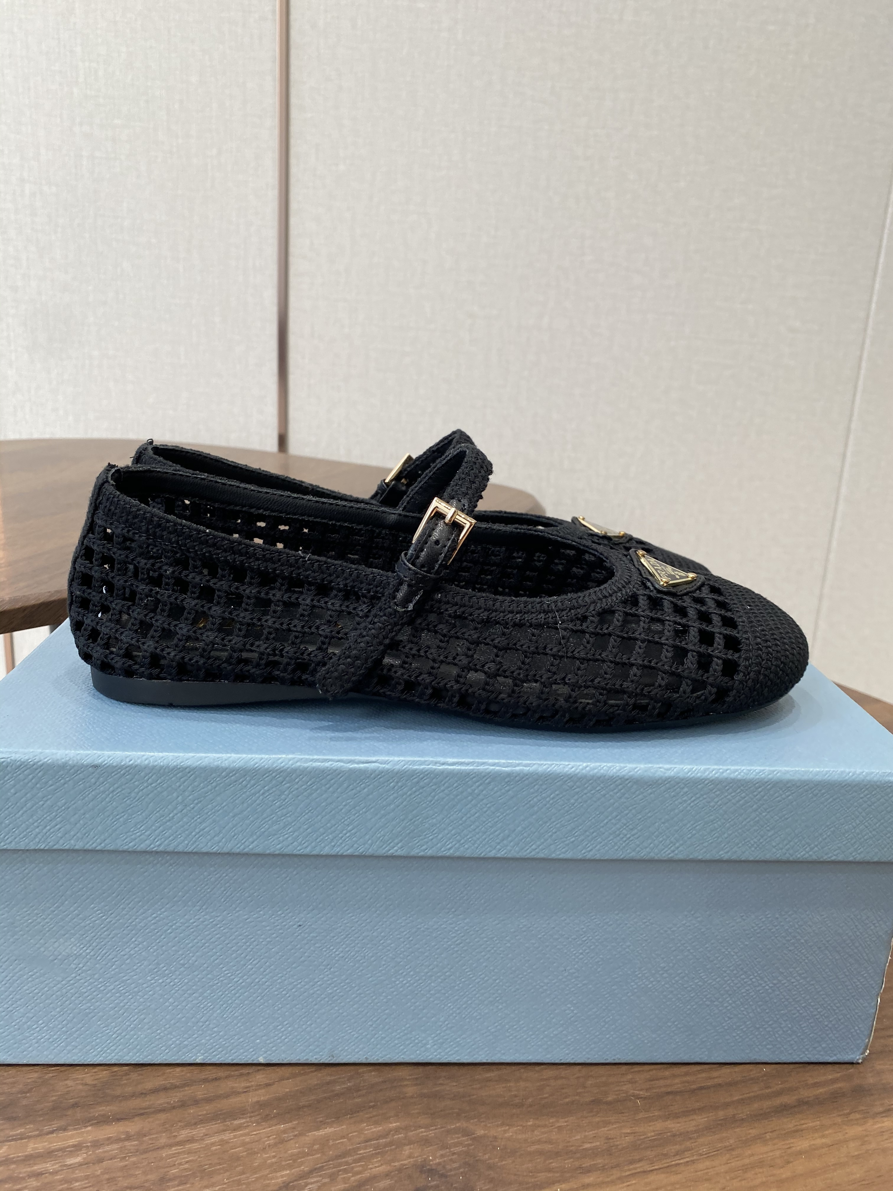 Prada mesh fabric ballerinas