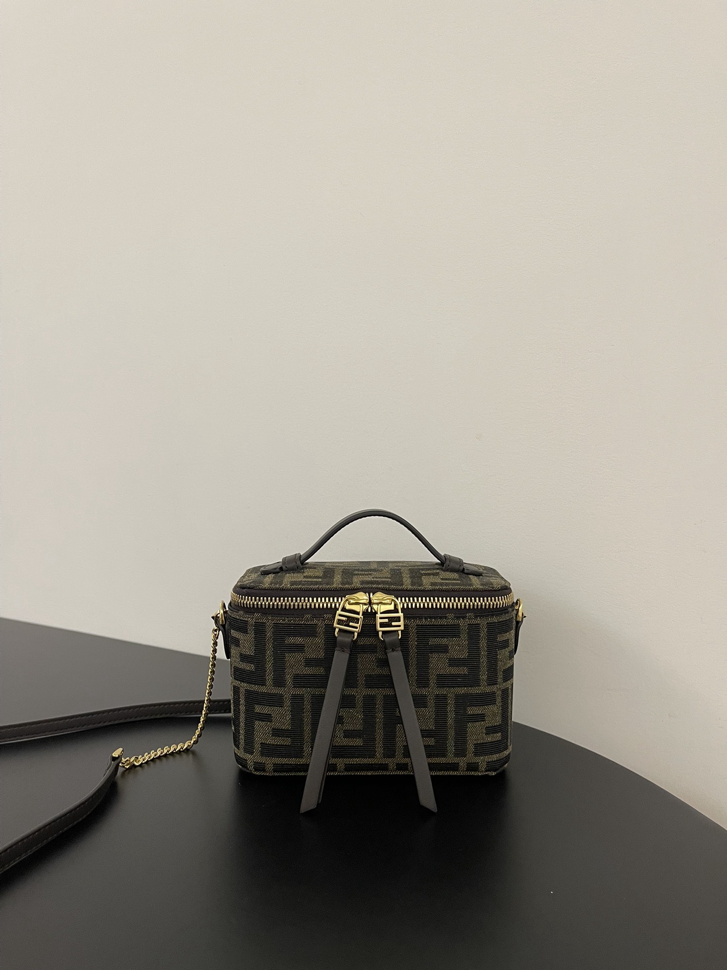 Fendi Brown Mini FF Monogram Canvas Vanity Case Bag - KAIROO