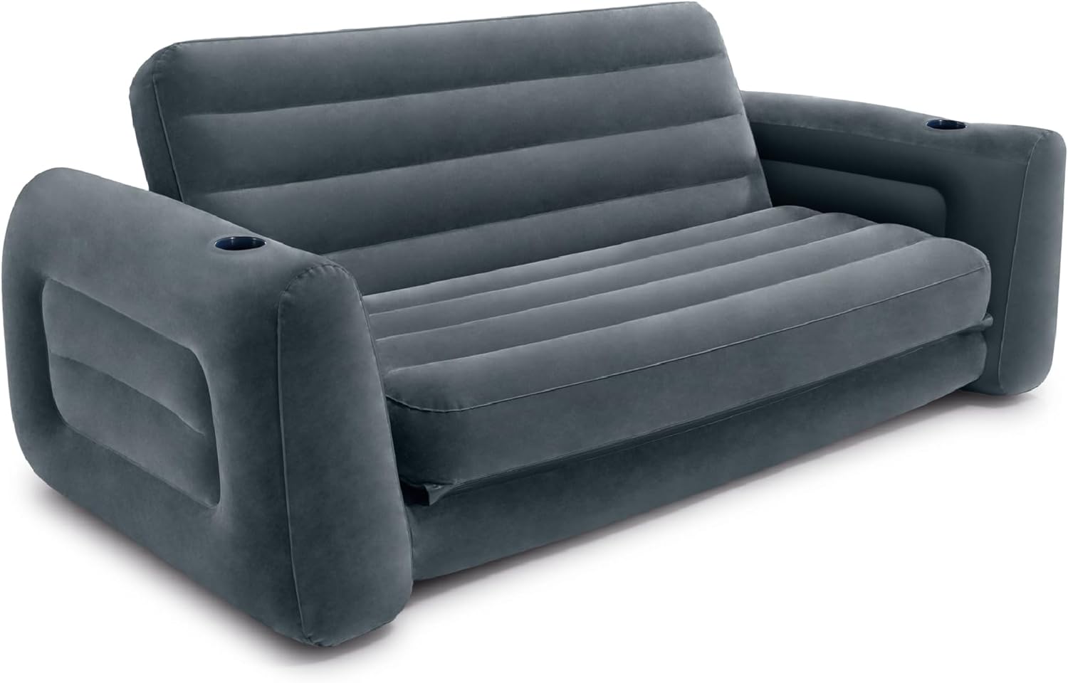 Intex Inflatable Pull-Out Sofa: Velvety Surface, 2-in-1 Valve, Cupholder, 46