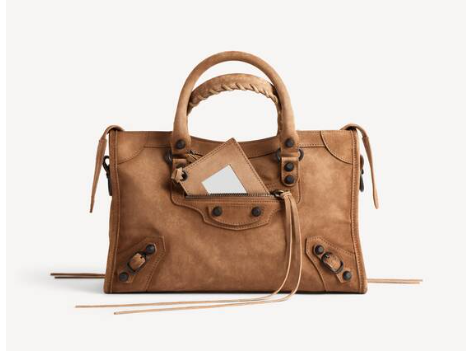 𝐁alenciaga Le City Bag Small in Camel Suede