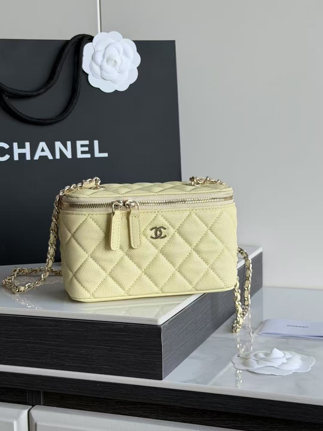 Chanel new caviar makeup box crossbody bag