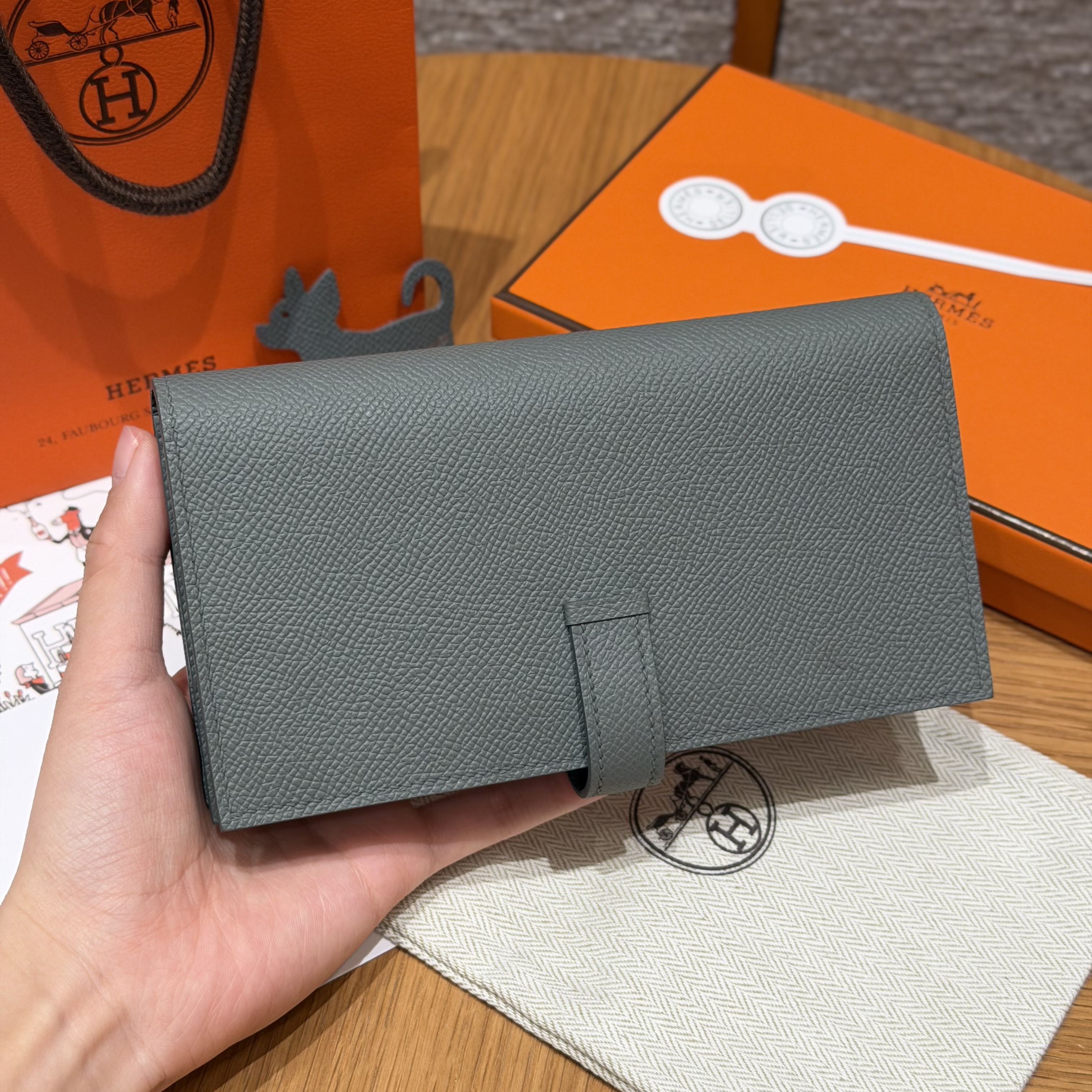 Hermes Gris Meyer Epsom Bearn Long wallet