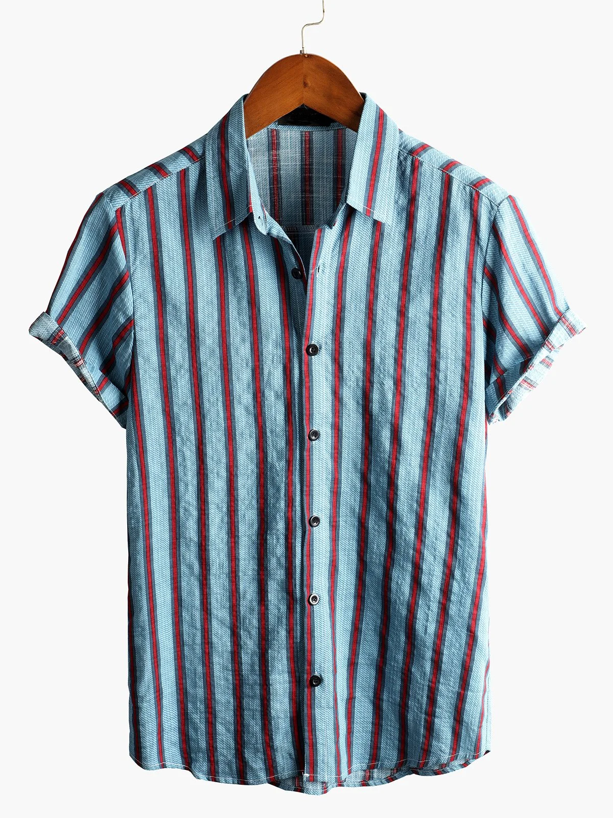 Men's Striped Print Short Sleeve Shirt