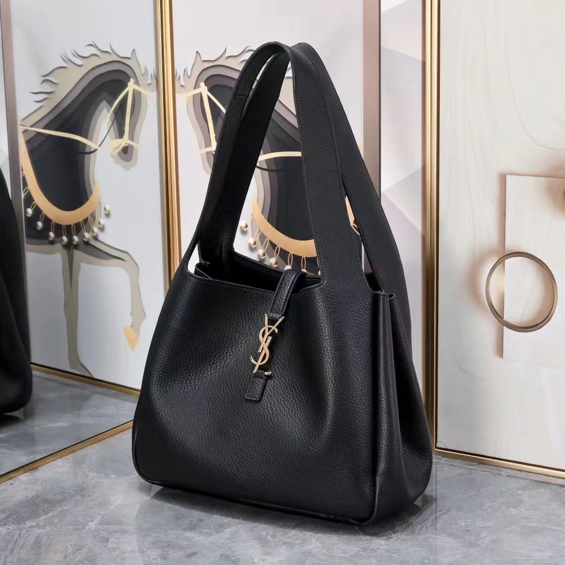 Saint Laurent YSL Le 5 A 7 Bea In Grained Leather