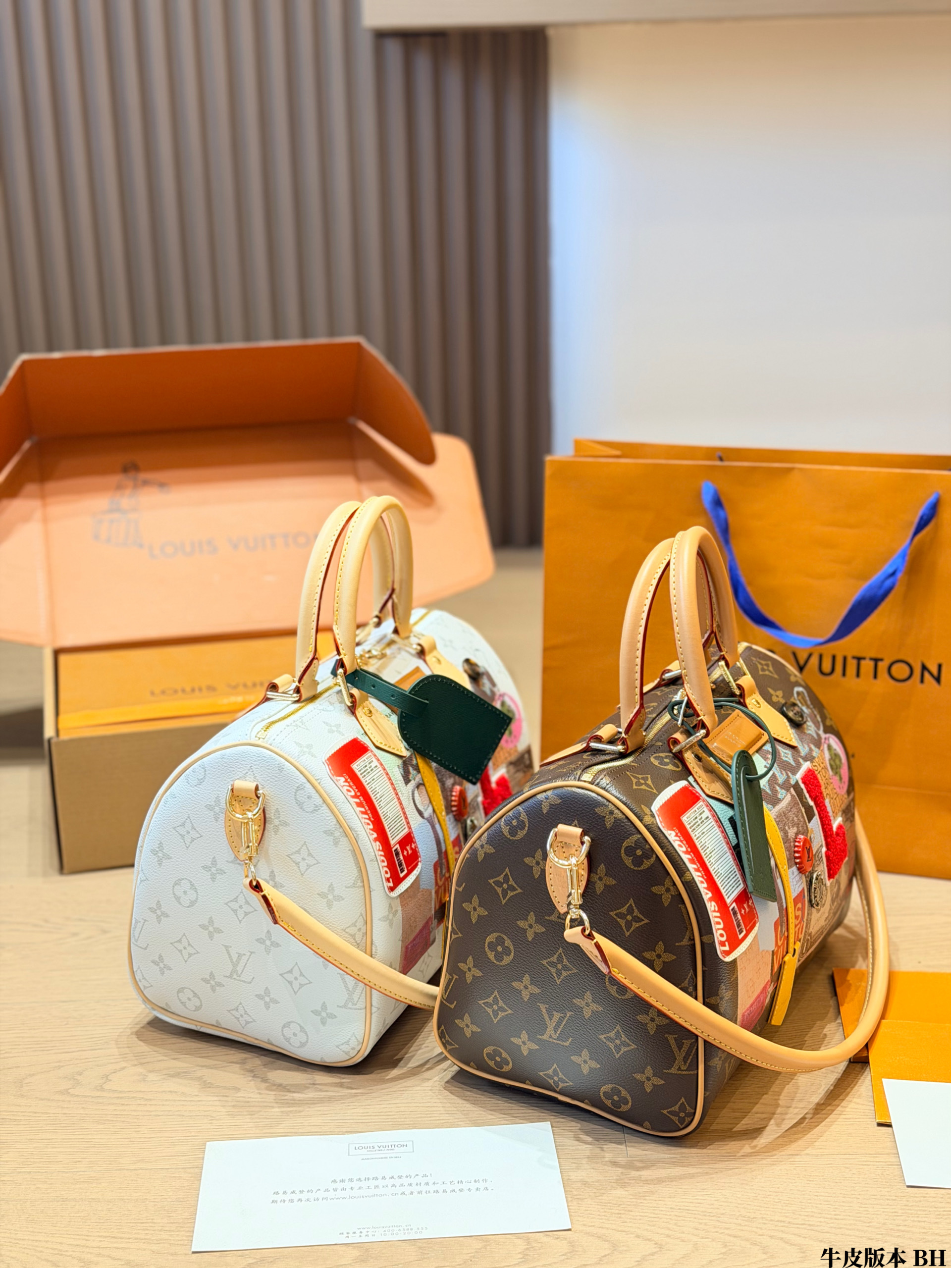Louis Vuitton LV Speedy 30 Monogram Canvas Travel Stamp Collage Towel Embroidery Patch Boston Top Handle Bag - KAIROO