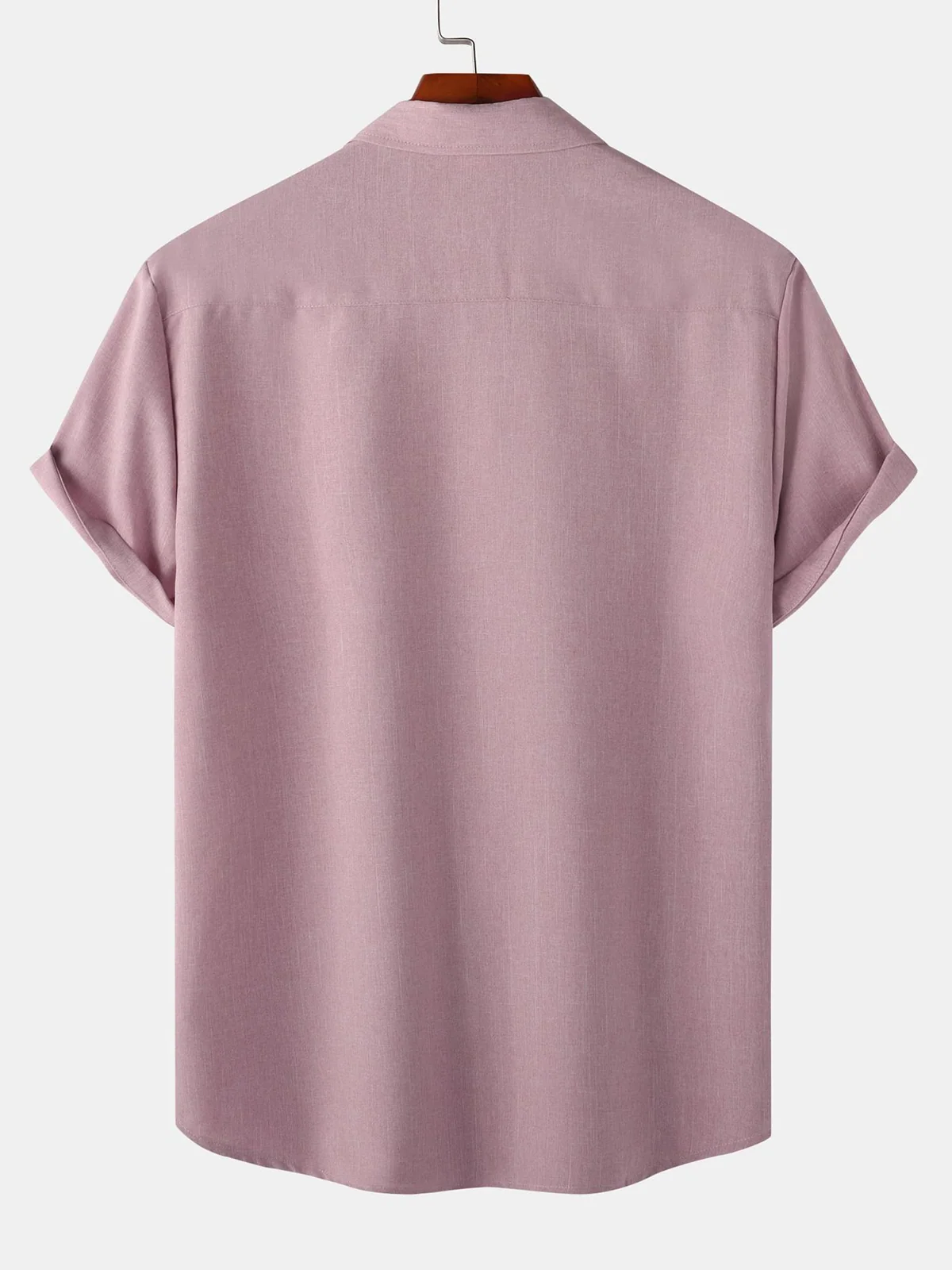 Men's Solid Color Breathable Cotton Casual Button-Up Short Sleeve Shirt