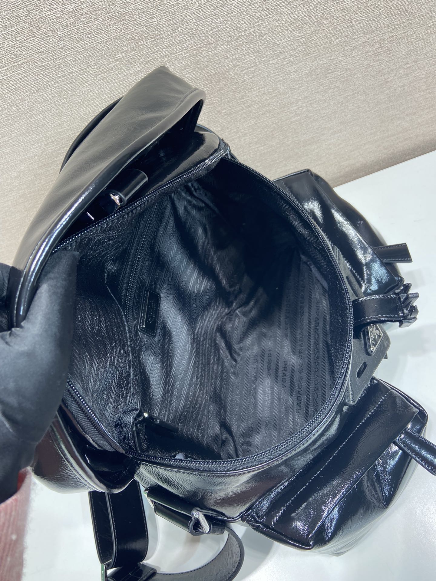 Prada CROSSBODY BAG 29 IN BLACK OIL WAX LAMBSKIN