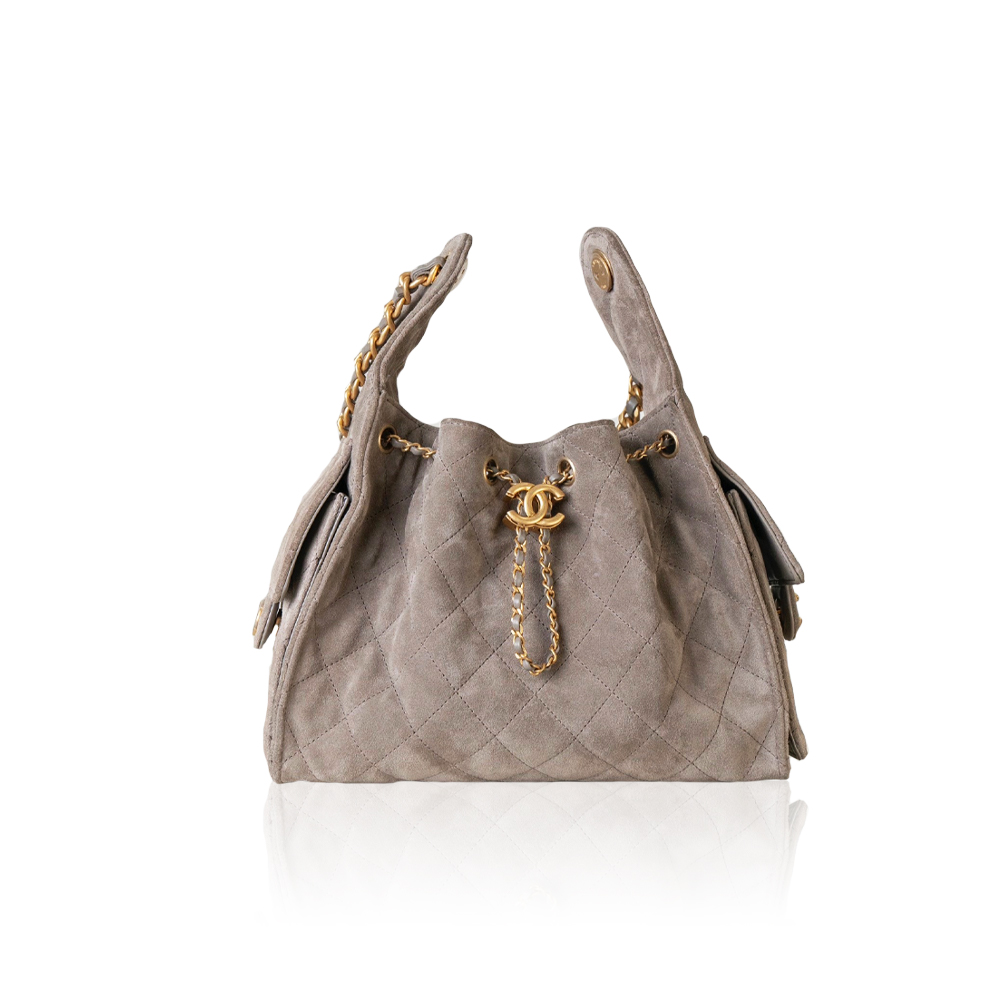 Chanel Bags Small Suede Hobo Drawstring Bucket Bag