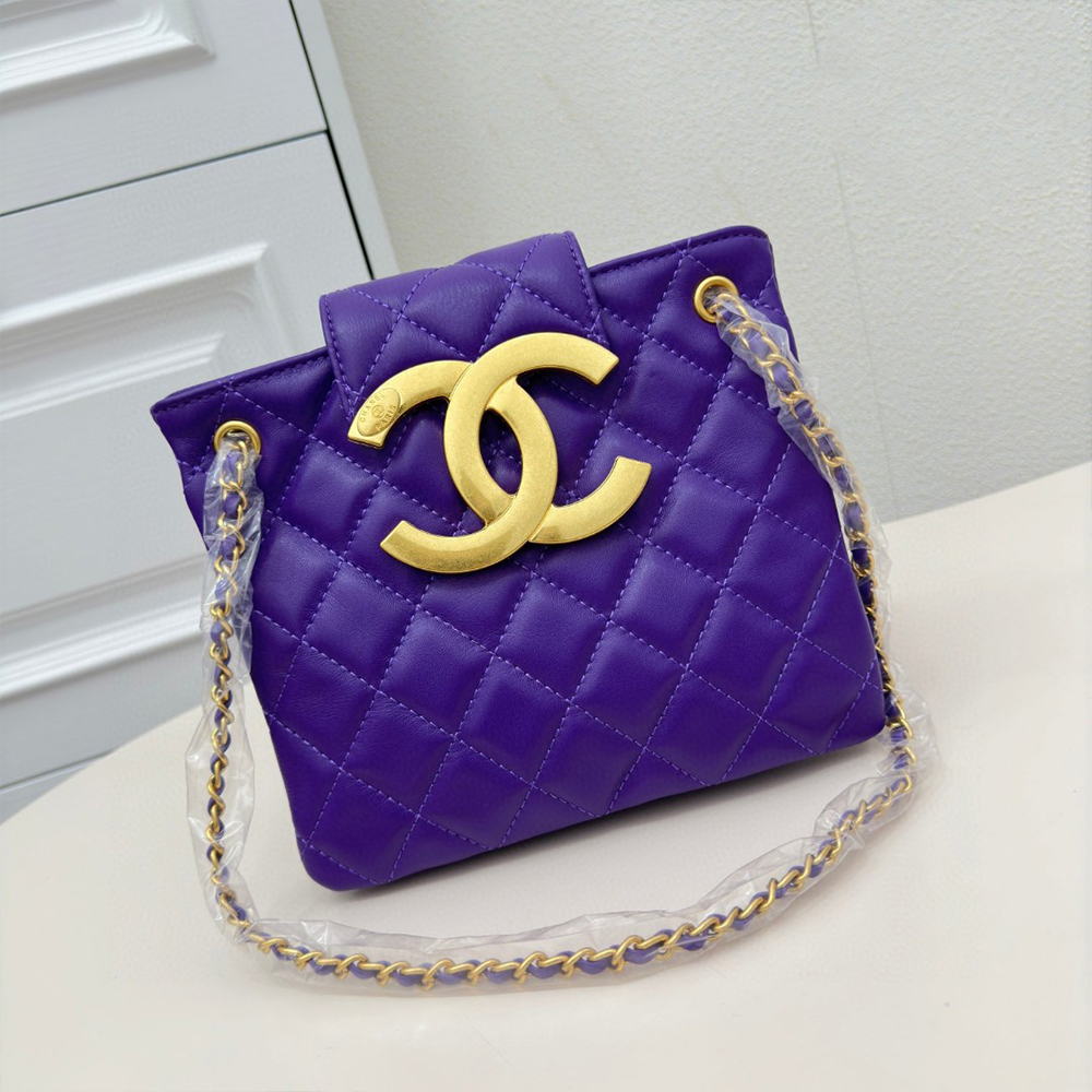 Chanel  Vintage Logo Quilted Lambskin Shoulder Bag