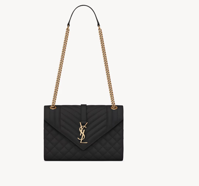 Saint Laurent Black Quilted grained calfskin Medium Envelope Bag