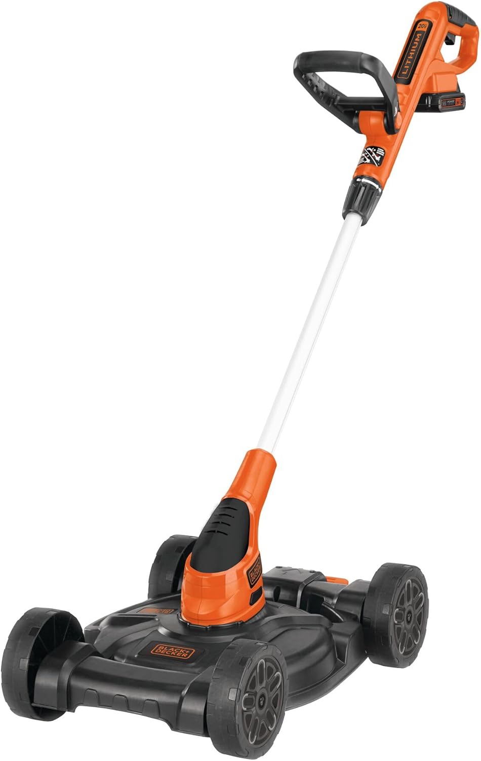 BLACK+DECKER Weed Eater, Lawn Edger and Cordless Lawn Mower 3 in 1 Combo, Includes (2) Batteries, Charger, 12 Inch Battery Powered String Trimmer and Lawnmower, Adjustable Length and Height (MTC220)