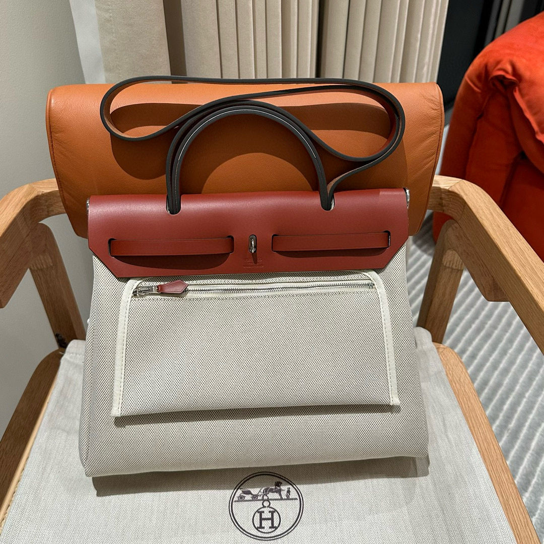 Hermes Canvas and Cowhide Herbag Zip 31 PM