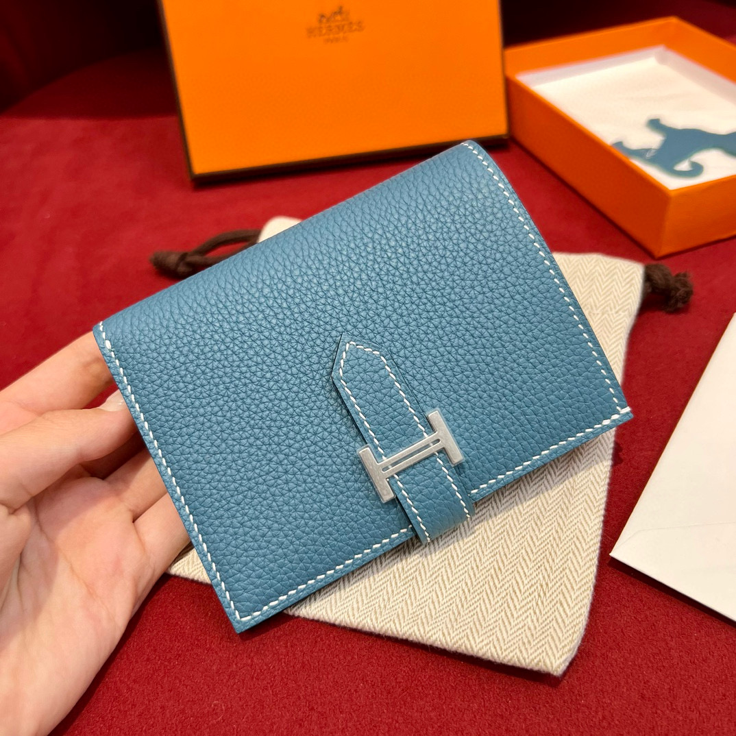 Hermes Blue Jean Epsom Bearn Compact wallet