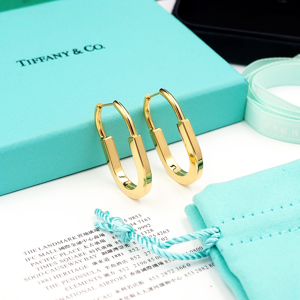 Tiffany Small  Lock Earrings-Yellow gold
