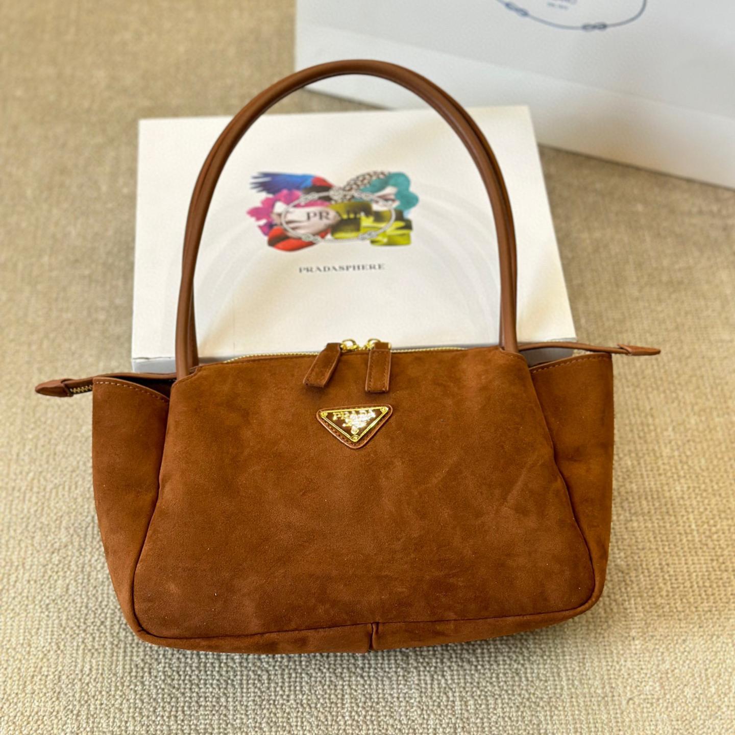 Prada Medium Suede Shoulder Bag (Mirror Quality)