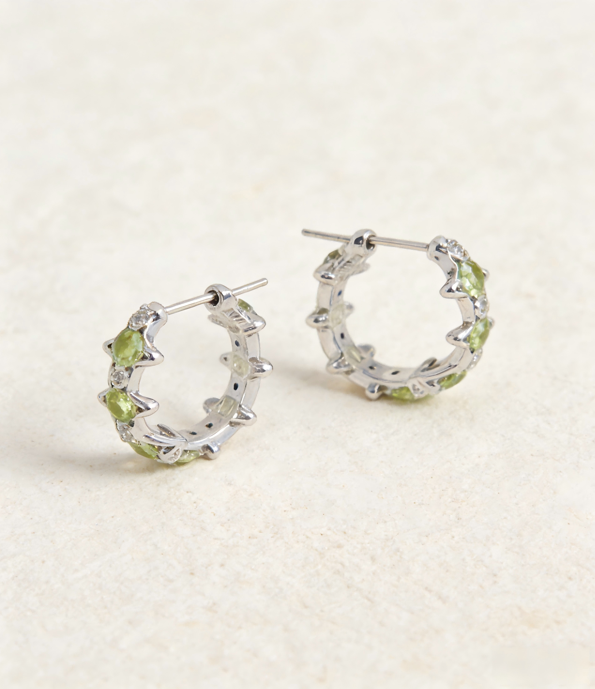 2026 New Vivienne Westwood Light Green Crystal Hoop Earrings for Women, Silver Tone Starry Orb Design, Trendy Y2K Aesthetic Ear Accessories