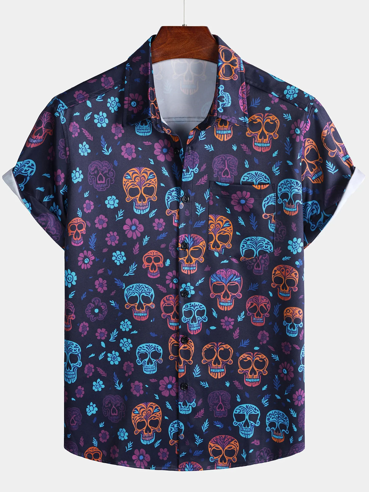 Men's Funny Skull Punk Rock Hawaiian Shirt