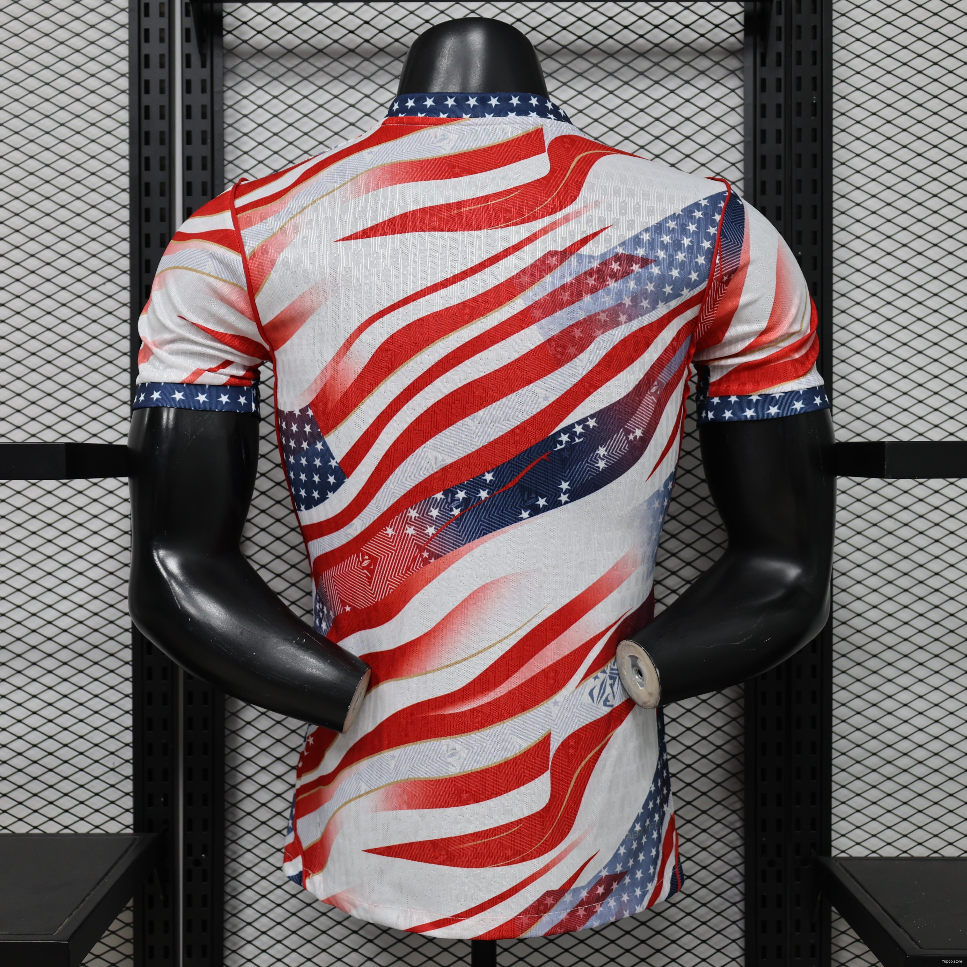 Player Version 2026 USA Home White/Red/Blue American Flag Print Special Edition Jersey S-2XL