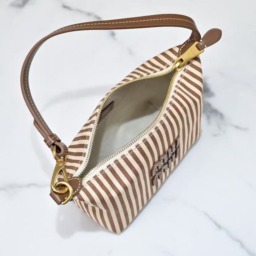 Miu Miu new striped brown canvas box bag