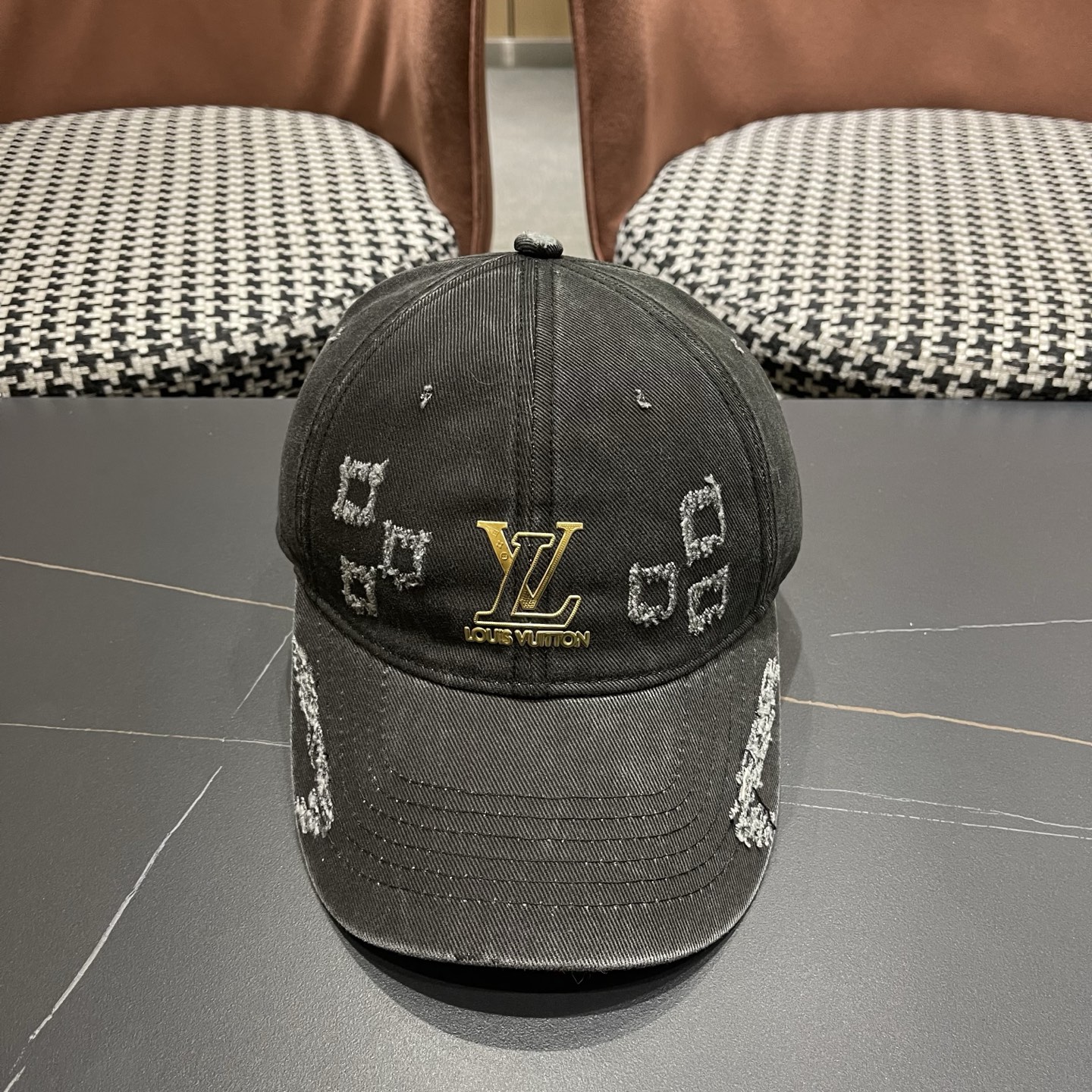 Louis Vuitton Embroidered Monogram Distressed Cotton Baseball Hat - KAIROO