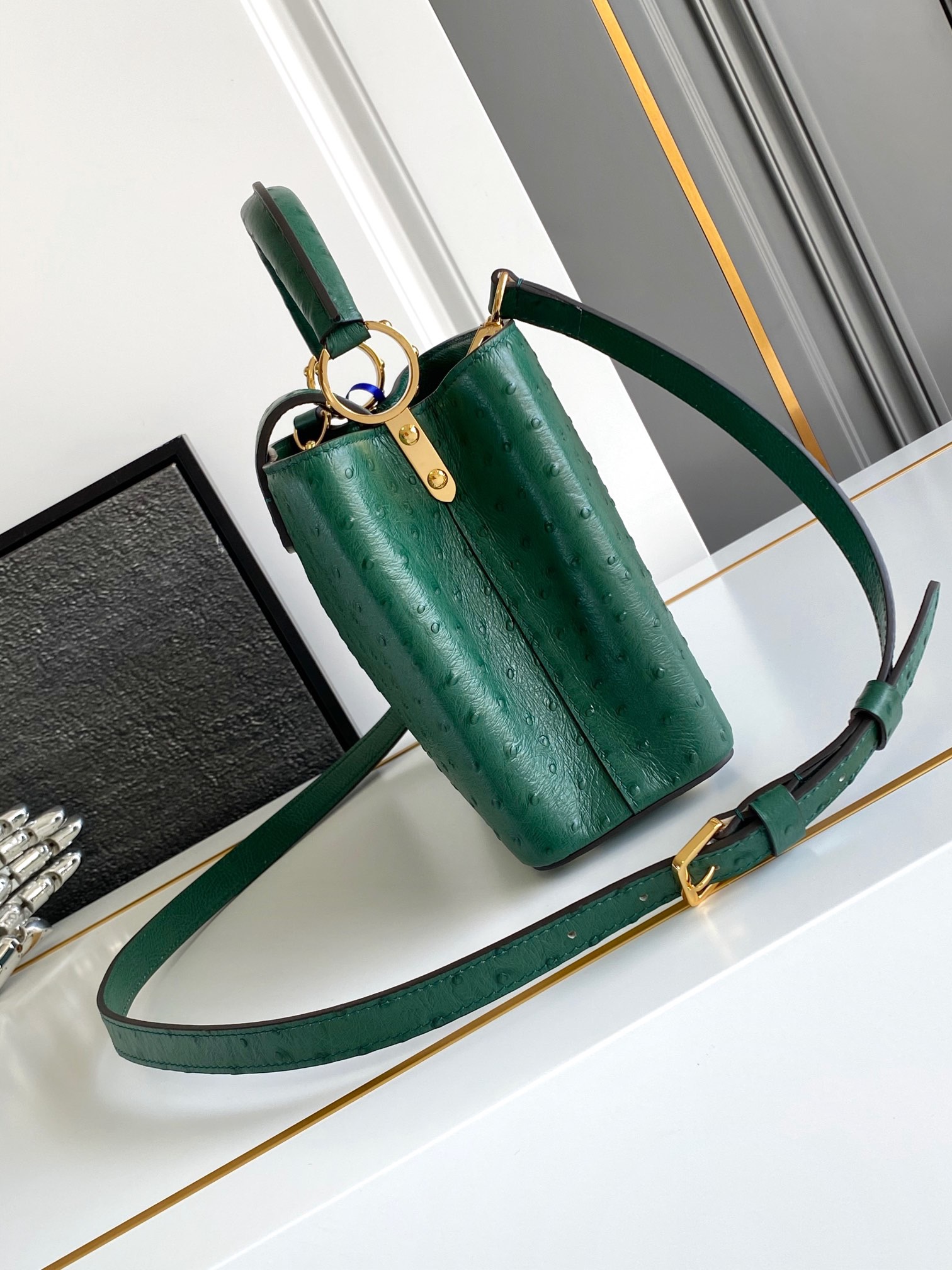 Louis Vuitton Bags lv grass green ostrich pattern handbag