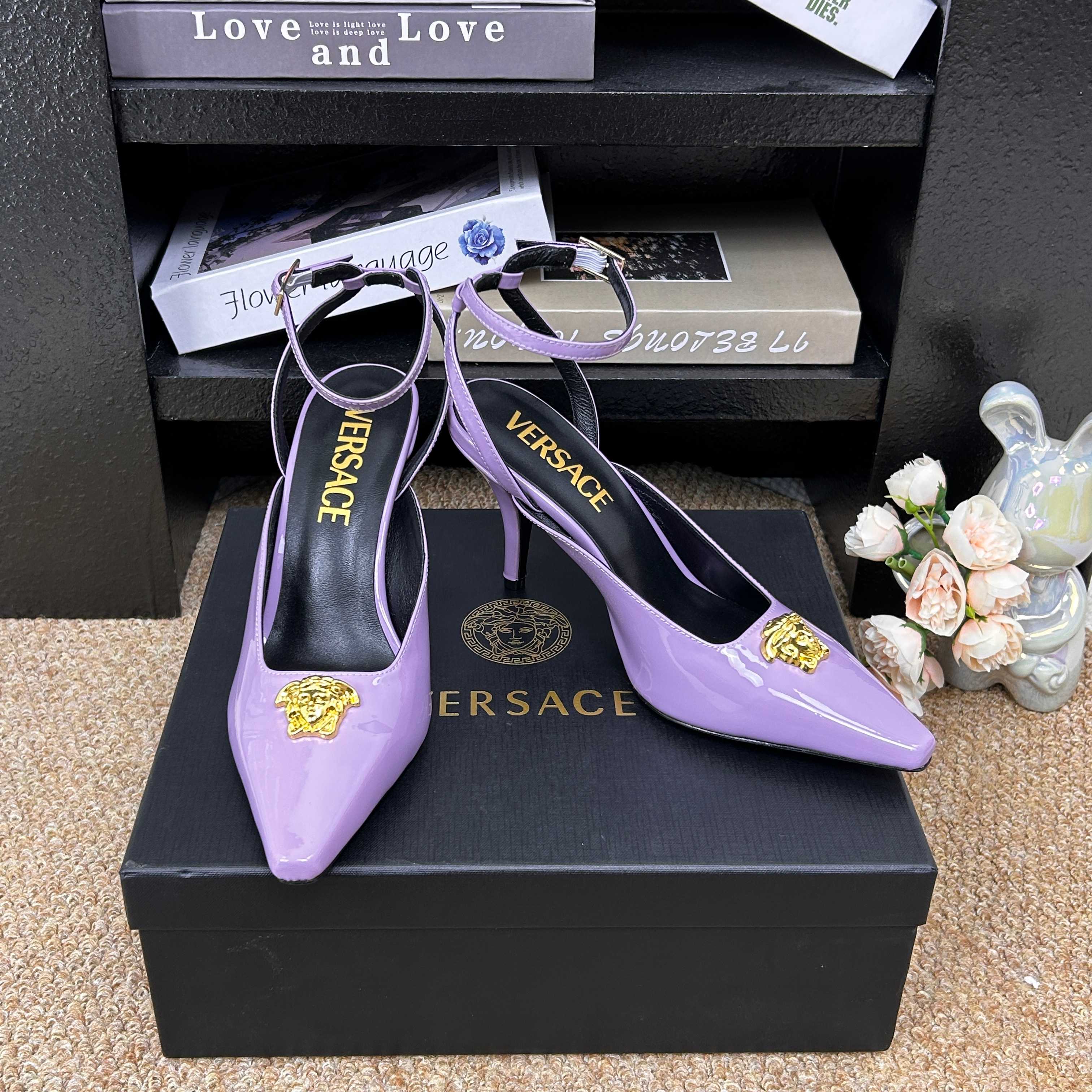 Versace Shiny Leather Slingback Pump
