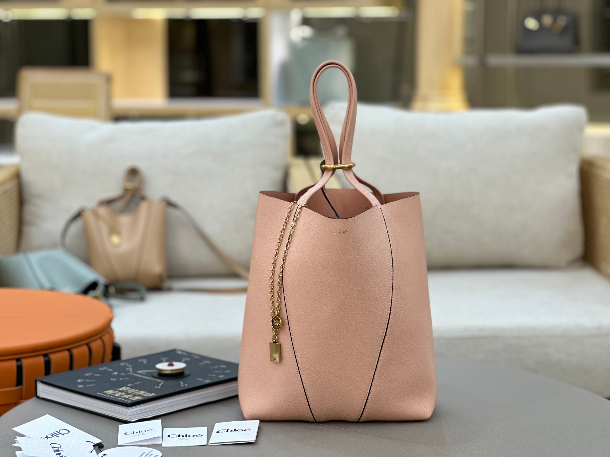 Chloe Medium Spin Tote bag in Grained leather-Boyish Brown