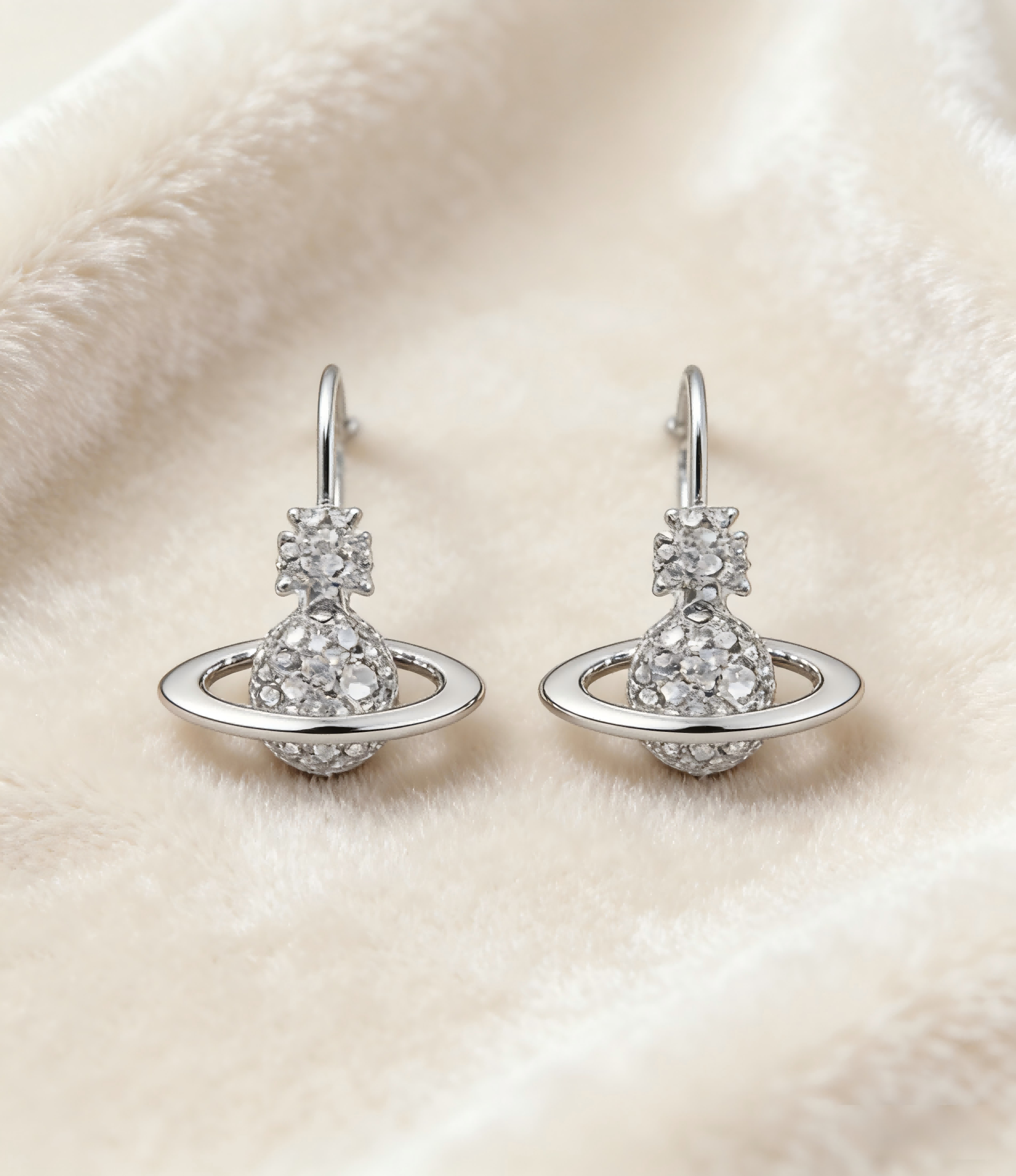 Crystal Saturn Drop Earrings for Women - Dainty Rhinestone Planet Hoop Earrings, Minimalist Fashion Jewelry for Party Daily Wear