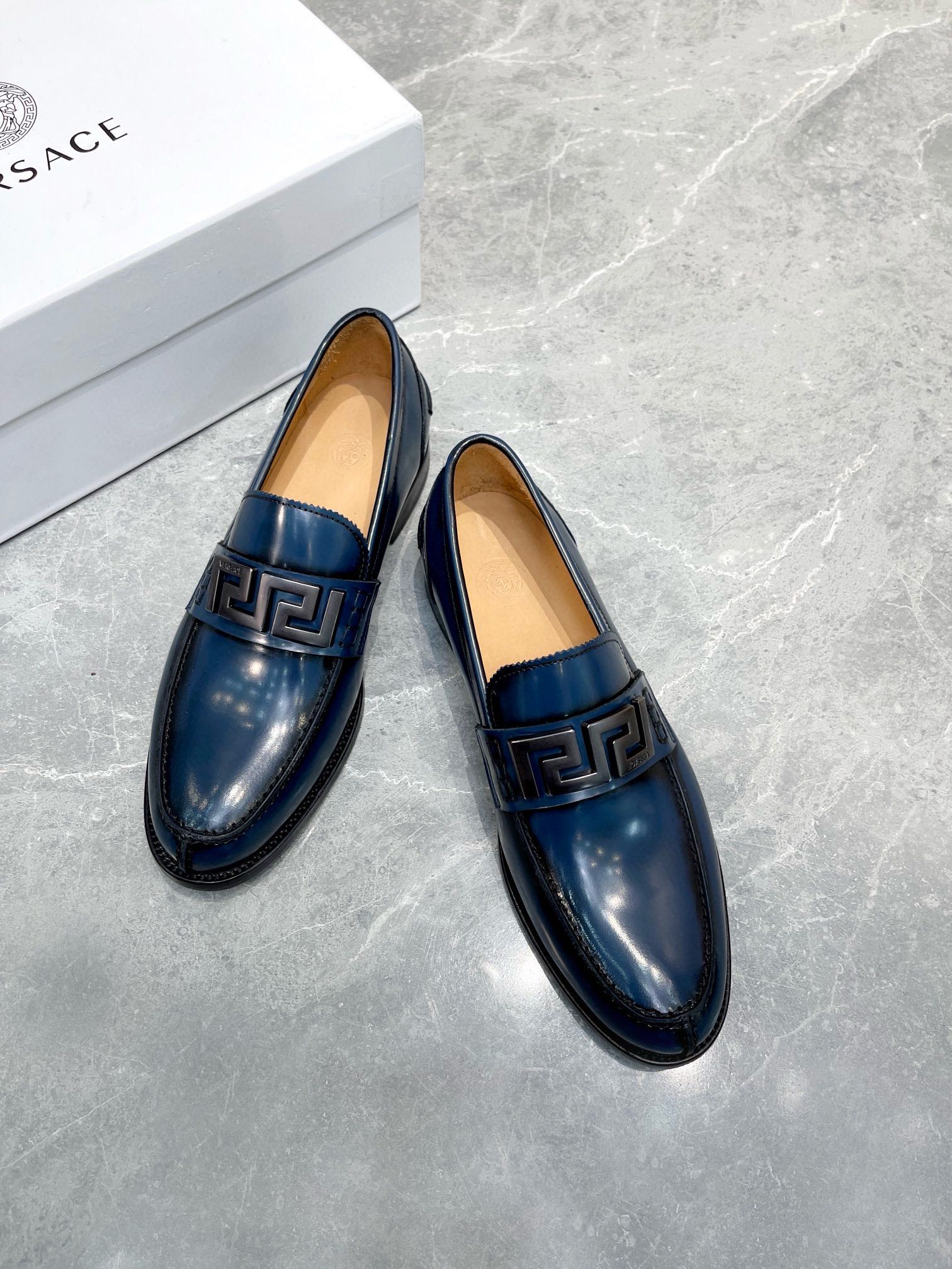 Versace Men's Shiny Leather Loafer