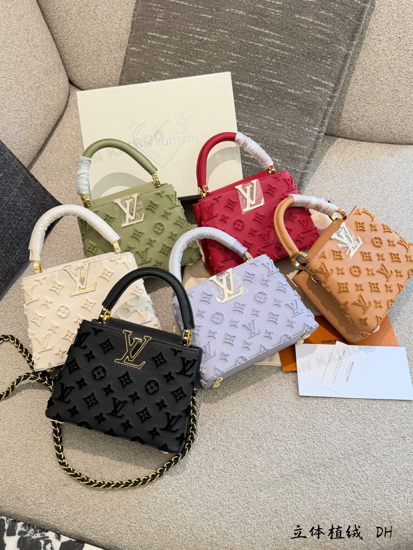 Louis Vuitton LV Capucines BB/Mini 3D Flocked Monogram Leather Enamel Logo Top Handle Bag - KAIROO