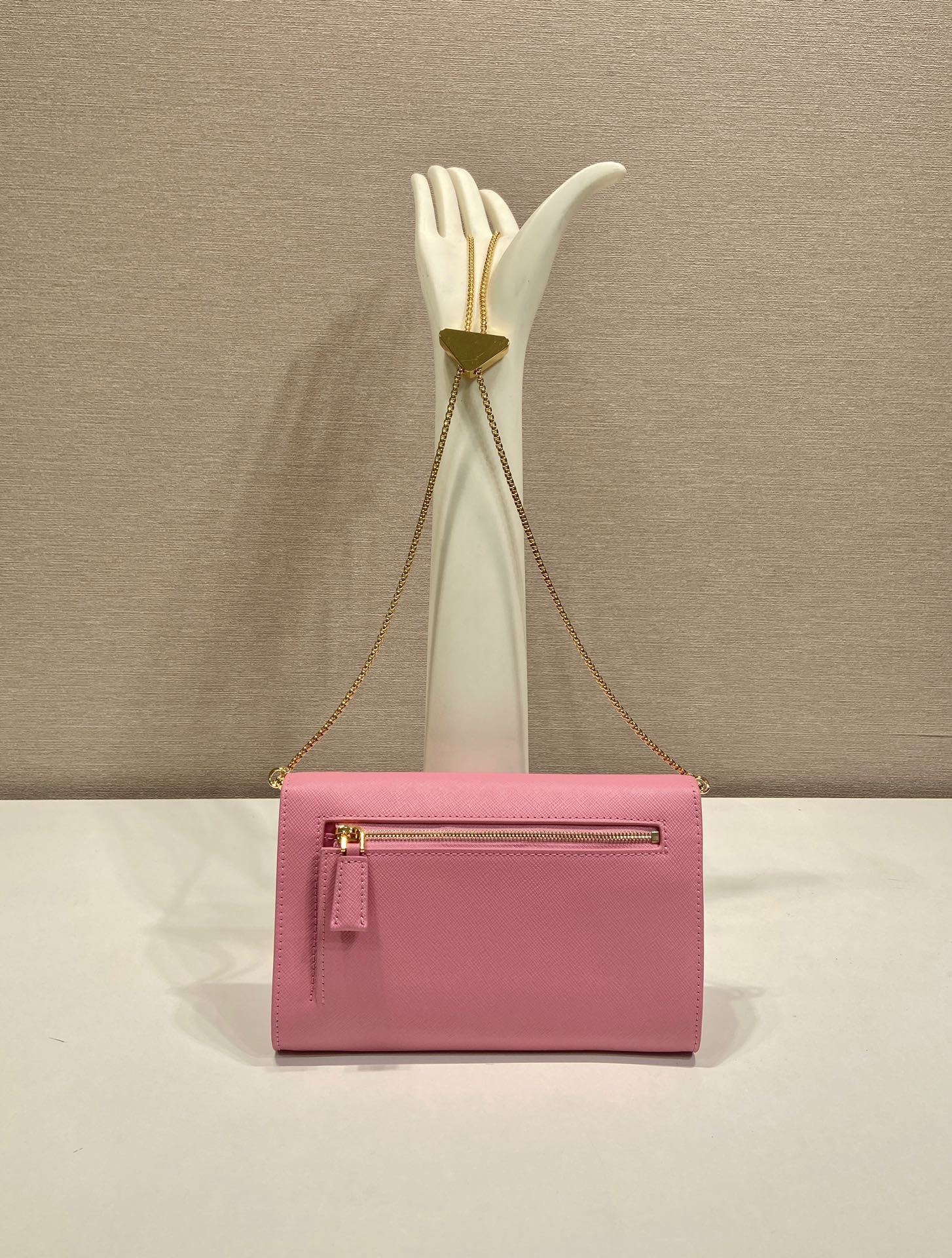 Prada Cross pattern envelope bag pink leather 341153