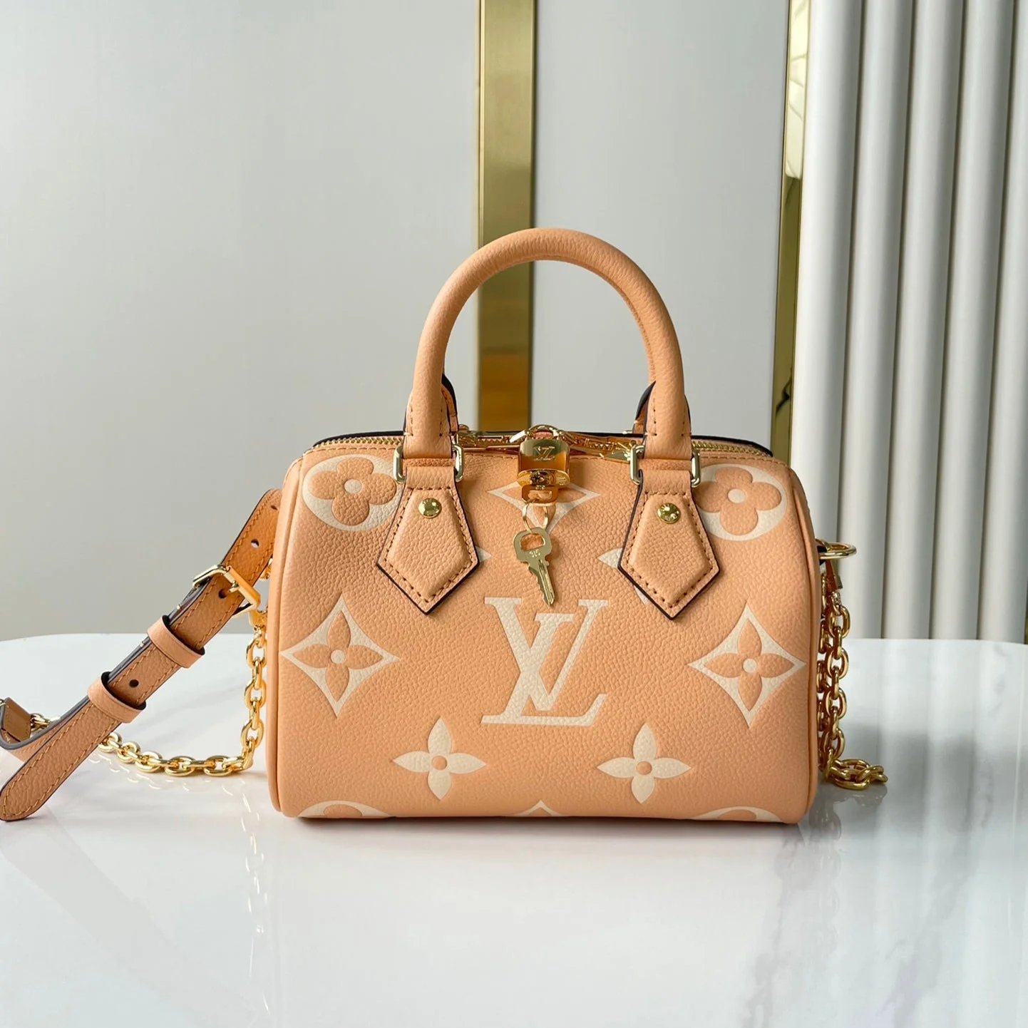 Louis Vuitton LV SPEEDY BANDOULIÈRE 20 IN ARIZONA CREAM MONOGRAM EMPREINTE LEATHER