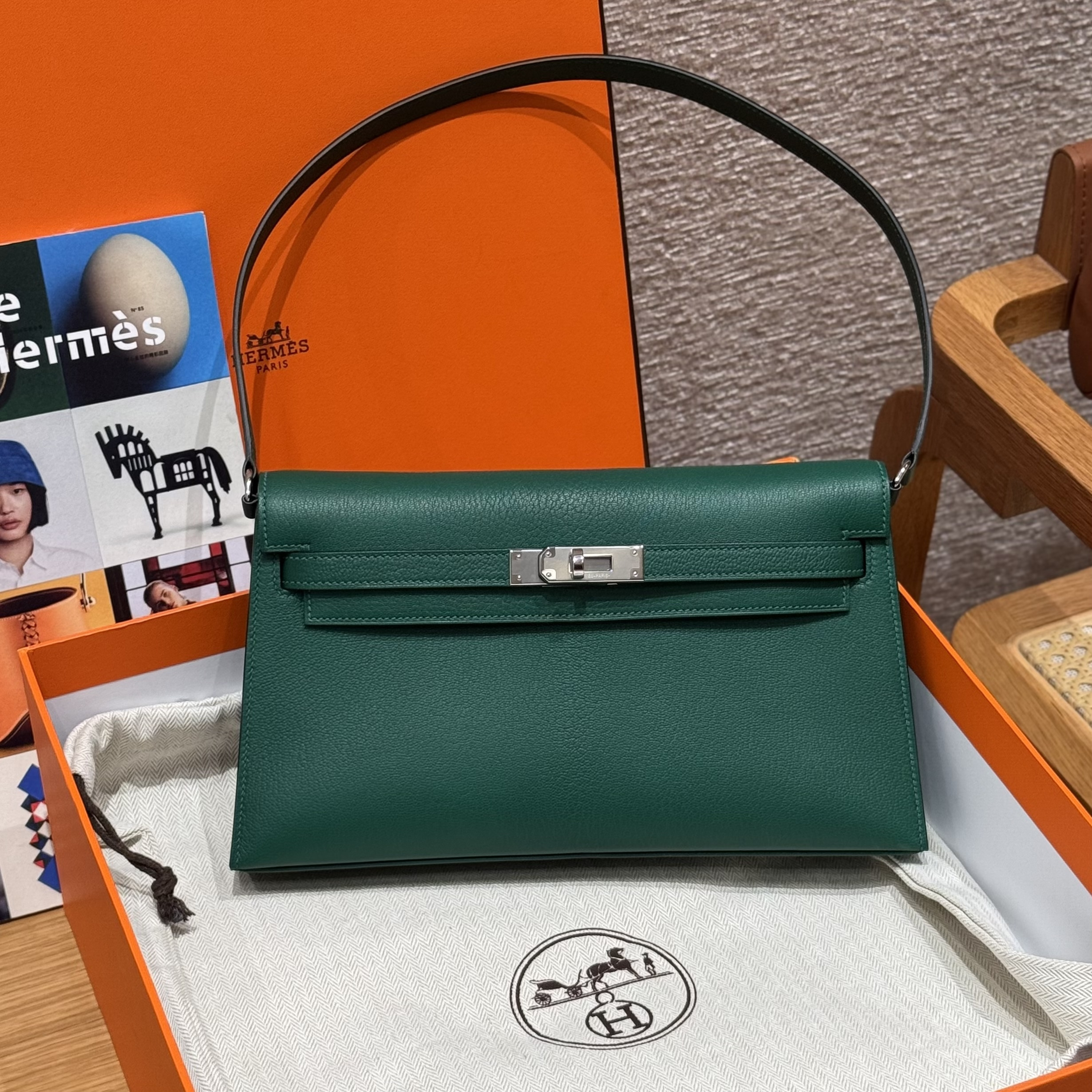 Hermes Vert Vertigo Chevre Kelly Elan