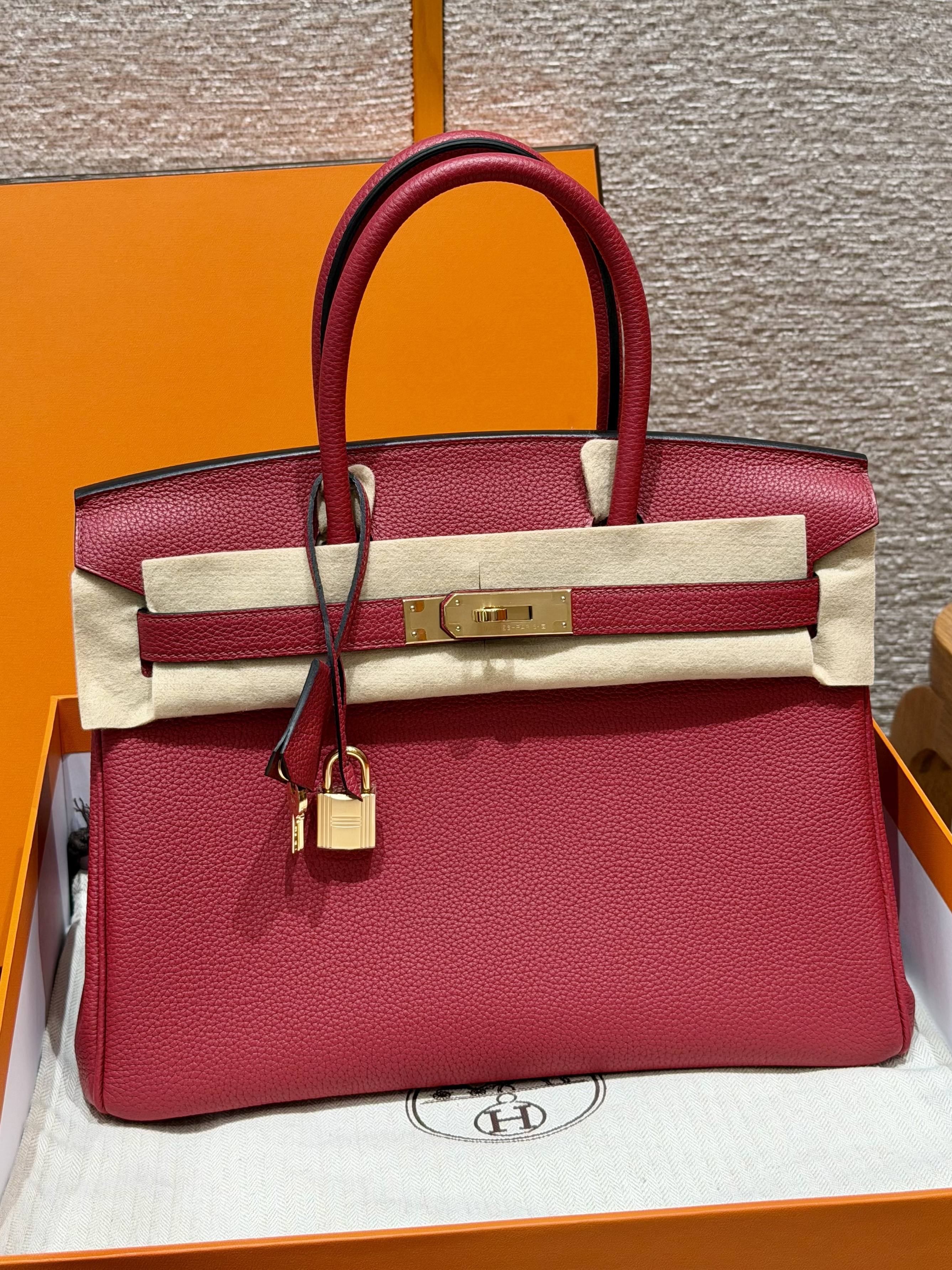 Hermes Rouge Grenat Togo Birkin 30 Bag
