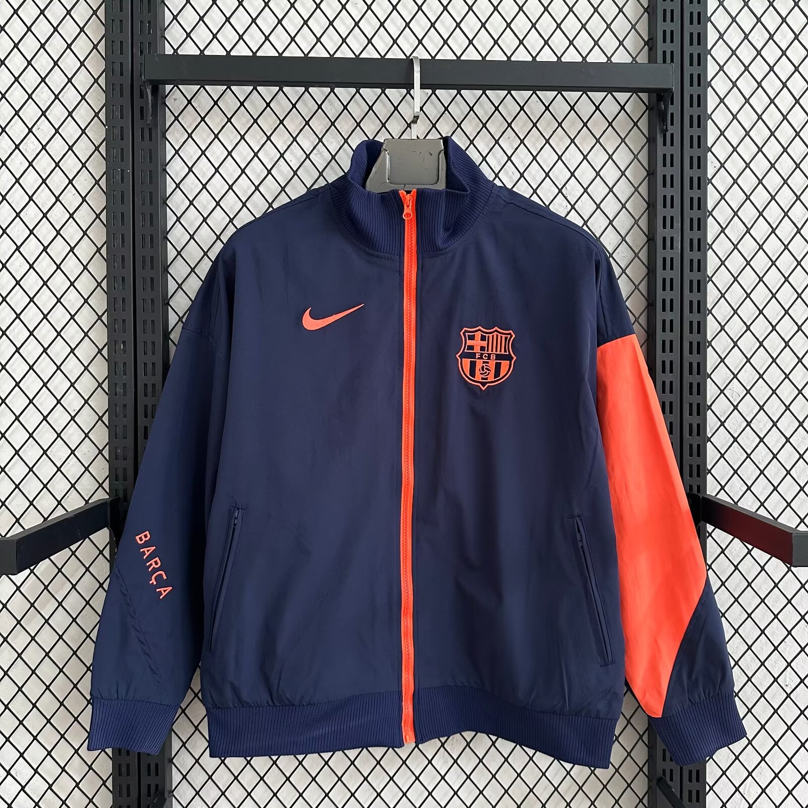 Barcelona royal blue and orange waterproof training windbreaker, S-XL