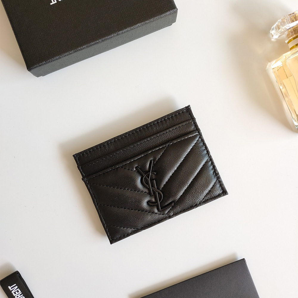 Saint Laurent YSL Monogrm Sheepskin Card Bag wallet